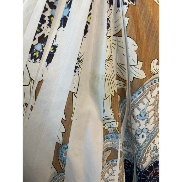 One World Live & Let Live Embroidered Printed Boho Blue Handkerchief Hem Tank M - Picture 4 of 13